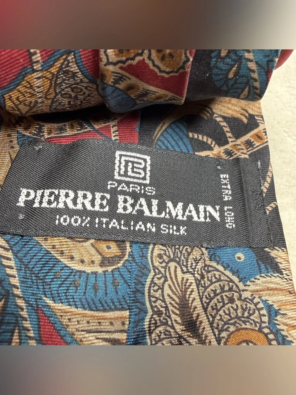 VTG Pierre Balmain Classic Floral Paisley Men's Tie in Red, Black and Blue